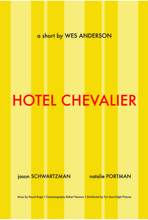 Wes Anderson Posters, Wes Anderson Branding, Wes Anderson Yellow, Wes Anderson Font, Wes Anderson Hotel, Hotel Chevalier Wes Anderson, Wes Anderson Poster, Hotel Chevalier, Graphic Deisgn