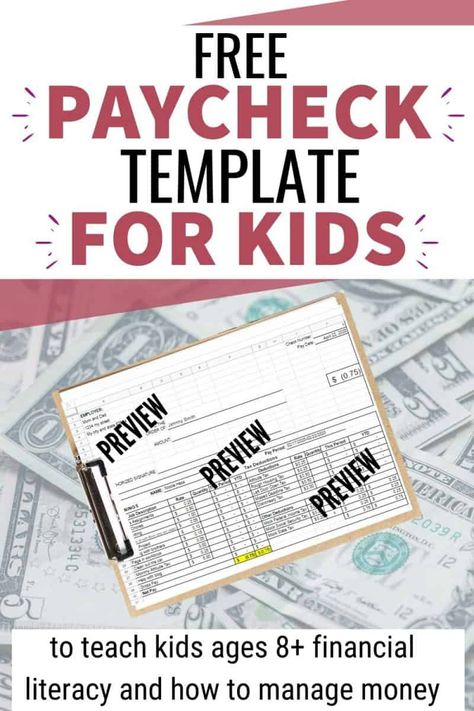 Teach kids about money with this free paycheck template for kids. A family economy is a great way to teach kids to work hard and how to understand money. This is the basis for a financial education in financial literacy. The secret to teaching kids financial literacy involves more than just teaching kids smart money management or how to budget. It involves a whole new mindset. When you're teaching kids about money, teach them how to think so that they will be financially prepared, no matter Family Economy, Money Knowledge, Financial Literacy Activities, Family Soup, Kids Money Management, Personal Financial Literacy, Money Management Activities, Kids Budget, Financial Literacy Lessons