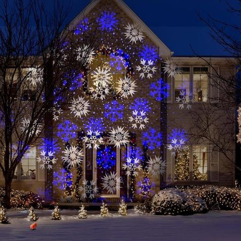 LightShow Swirling White/Blue LED Snowflakes Christmas Indoor/Outdoor Light Show Projector in the Light Show Projectors department at Lowes.com Blue And White Outdoor Christmas Lights, Blue Outdoor Christmas Lights, Blue And White Christmas Lights Outdoor, Blue Christmas Lights On House, Blue And White Christmas Lights, Gobo Lighting, Blue Christmas Lights, Holiday Icons, Christmas Projector