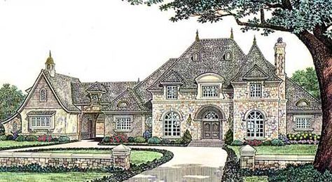 European Style Floor Plans Plan: 8-613 French Country Bathroom, Basement House Plans, European House Plans, French Country House Plans, Monster House Plans, Country Style House Plans, European House, House Of Beauty, Luxury House Plans