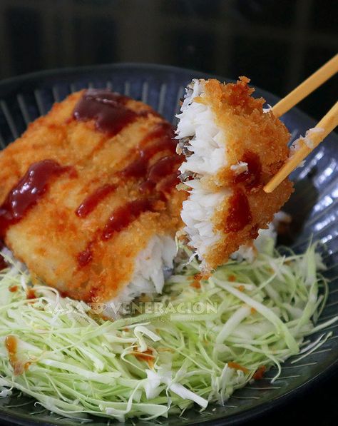 Katsu-style Fried Fish Rice Bowl appeared first on CASA Veneracion Katsu-style fried fish (floured, dipped in egg and coated with panko) is served over rice with shredded cabbage on the side. I say “katsu-style” because the sauce is not exactly authentic tonkatsu sauce. The night we had this fried fish rice bowl for dinner, we had been out of sake for weeks. Alex had to … Katsu-style Fried Fish Rice Bowl was written by Connie Veneracion and originally published in CASA Veneraci Japanese Food Fish, Fish Katsu Recipe, Japanese Fried Fish, Korean Fried Fish, Mango Meals, Fish Rice Bowl, Fish Katsu, Yummy Bowls, Katsu Sandwich