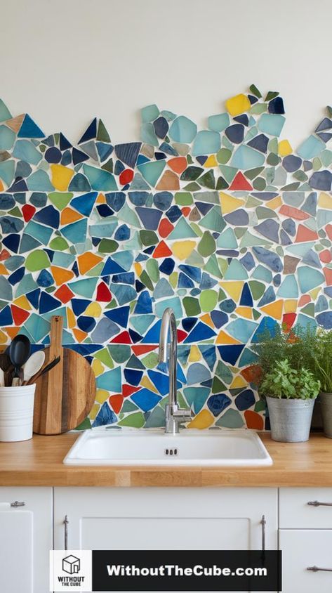 Mosaic kitchen backsplashes are an enchanting way to infuse personality into your culinary space. By combining vibrant colors or muted tones, these backsplashes elevate both the aesthetic and functionality of your kitchen. Explore various techniques to discover how you can transform your cooking environment into a true reflection of your style. #HomeDecor #KitchenDesign #WallDecorInspo #EclecticStyle #DIYHome #InspirationIdeas Eclectic Light Fixtures, Kitchen Styling Ideas, Eclectic Diy, Paint Backsplash, Diy Wall Decor Ideas, Mosaic Kitchen, Paint For Kitchen Walls, Colorful Backsplash, Paint Kitchen Cabinets