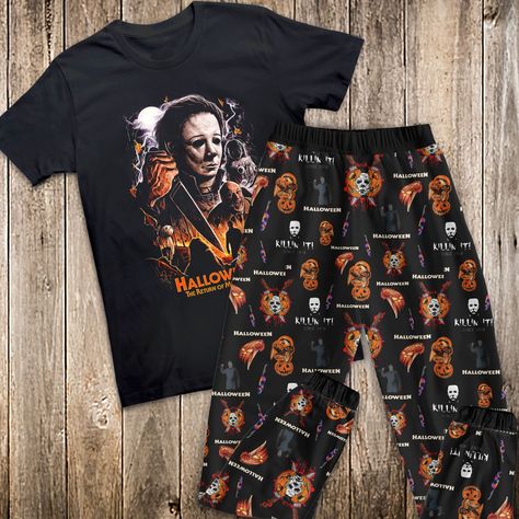 Since 1978 Horror Movie Pajamas Set, Michael Myers Halloween Pajamas Set, Michael Myers Horror Movie Pajamas For Adult And Kids Check more at https://hearthtops.com/product/since-1978-horror-movie-pajamas-set-michael-myers-halloween-pajamas-set-michael-myers-horror-movie-pajamas-for-adult-and-kids/ Halloween Pajamas, Matching Halloween, Michael Myers Halloween, Killin It, Womens Pyjama Sets, Michael Myers, Pajamas Set, Pajama Set Women, Shirt And Pants