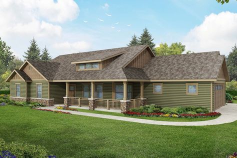 3/2.5 - bedrooms on one side but separated by laundry, open layout, basement option Craftsman Ranch, Ranch Homes, Ranch House Plan, Country Craftsman, Ranch Style House Plans, Ranch Style Homes, Ranch House Plans, Ranch Style Home, Floor Framing