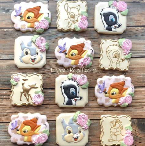 Bambi Cookies, Gender Reveal Cake Diy, Bambi Cake, Bambi Party, Bambi Birthday, Dress Cookies, Wedding Dress Cookies, Sugar Cookies With Royal Icing