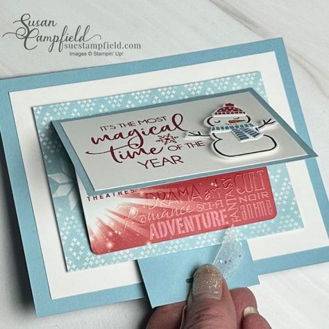 Gift Card Holders Stampin Up, Card Slider, Gift Card Holder Template, Interactive Gifts, Unique Gift Cards, Fun Christmas Cards, Snowman Christmas Cards, Greeting Card Inspiration, Gift Cards Money