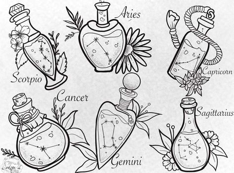 Zodiac Signs, Tattoo Ideas, Tattoo Designs, Tattoos, Signs, Flowers