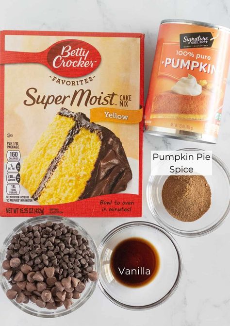 Cake Mix Pumpkin Roll, Cinnamon Chip Muffins, Pumpkin Cake Mix Cookies, Cake Mix Pumpkin, Pumpkin Cake Mix, Moist Spice Cake, Betty Crocker Cake Mix, Pumpkin Chip, Betty Crocker Cake