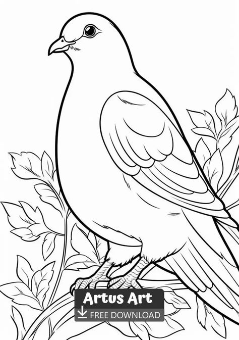 Dove Coloring Page For Kids - Free PDF Download Coloring Page. #dovecoloringpage #dovecoloringpageforkids #dove Birds Sketches, Bird Sketches, Printable Christmas Decorations, Collage Quilts, Bird Coloring, Bird Sketch, Spring Coloring Pages, Coloring Art, Drawing Color