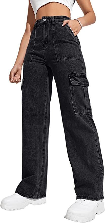 Trendy Fall Jackets, Cargo Pants Women Baggy, Baggy Jeans For Women, Wide Leg Denim Pants, Casual Cargo Pants, Denim Cargo Pants, Baggy Cargo Pants, Trendy Jeans, Women Cargos