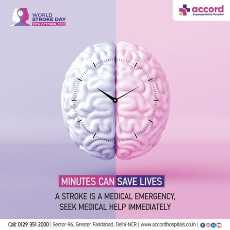 Minutes Can Save Lives A Stroke is a Medical Emergency, Seek Immediate Medical Assistance. Call at 8595903080 #stroke #strokerecovery #strokeawareness #neurologist #Accord Healthcare Ads, Medical Posters, Medical Emergency, Happy Birthday Design, Indian Wedding Invitation Cards, Pharmacy Design, Creative Interior Design, Social Media Advertising Design, Graphic Design Flyer