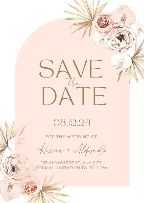 Templates Save The Date Ideas, Save The Date Mariage, Traditional Invitation, Aesthetic Wedding, Floral Save The Dates, Etsy Wedding Invitations, Save The Date Templates, Rose Pastel, Date Ideas