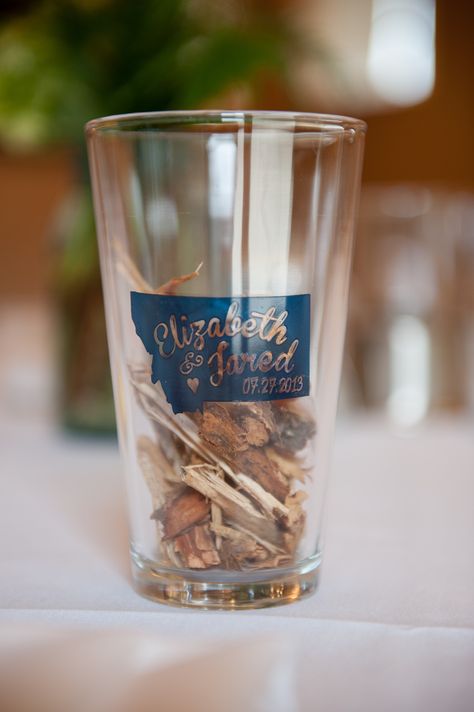 Just switch the name, state, and date and we're good! Monogrammed Pint Glass Favors Wedding Pint Glasses, Wedding Logo, Rustic Wedding Favors, Favor Ideas, Wedding Logos, Sister Wedding, Color Theme, Wedding Deco, Logo Ideas