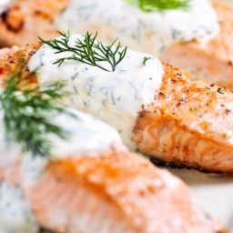 Salmon With Dill Sauce, Salmon With Creamy Dill Sauce, Frozen Salmon Recipe, Salmon With Dill, Dill Sauce For Salmon, Cucumber Sauce, Creamy Dill Sauce, Garlic Butter Salmon, Easy Salmon Recipes