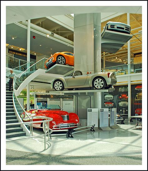 Car Museum Design, Car Museum Architecture, Car Exhibition Design, Car Display Design, Transportation Architecture, Car Dealership Design, Car Architecture, Car Showroom Architecture, Central Atrium