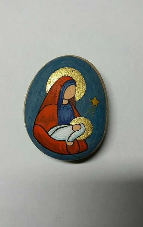 Rock Painting Nativity, Nativity Painted Rocks, Easy Nativity Painting, Painted Rock Nativity, Tree Painted Rocks, Nativity Painting, Christmas Pebble Art, Diy Rock Art, Christmas Rock