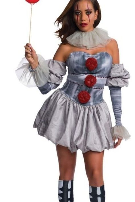 Carnevil Clown Costume for Girls pennywise clown halloween costume for cool girls Evil Clown Costume, Pennywise Costume, Horror Movie Night, It Movie, Clown Clothes, Boot Covers, Halloween Clown, Dress Collar, Clown Costume