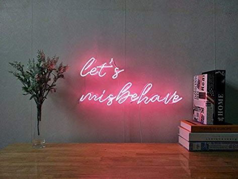 Wall Decor Plants, Neon Sign For Bedroom, Sign For Bedroom, Neon Signs Quotes, Man Cave Room, Artwork Lighting, Neon Quotes, Neon Words, Decor Plants