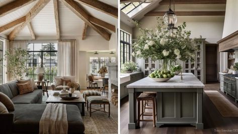 Top Home Trends for 2024: Embracing New Farmhouse, Modern Cottage, Plaza Core, and Classic Style Plaza Core, Modern Cottage Design, Modern Cottage Interior, Modern Cottage Core, Room Decor Country, Round Tufted Ottoman, Living Room Decor Country, Modern Farmhouse Living Room Decor, Modern Prairie