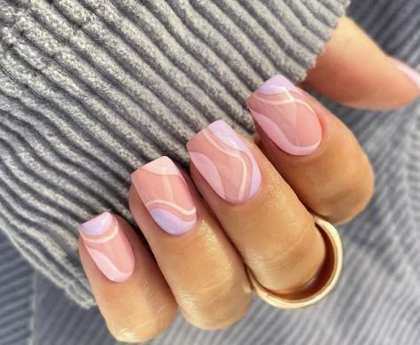 Round Square Nail Designs, Cute Nail Designs For Natural Nails, 2023 Nail Trends Square, Short Square Spring Nails, Unghie Sfumate, Lilac Nails, Press On Nails Short, Nails Cute, Casual Nails