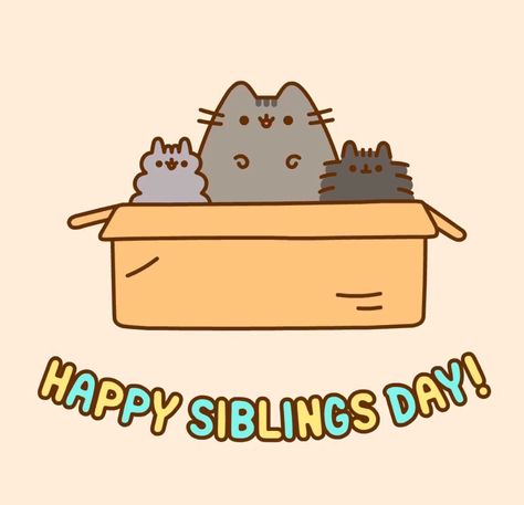 Pusheen, Stormy and new little brother Pip. Pusheen Family, Pusheen The Cat Wallpapers, Pusheen And Stormy, Pusheen Friends, Pusheen Which One Are You, Happy Sibling Day, Pusheen Stormy, Pusheen Love, National Sibling Day