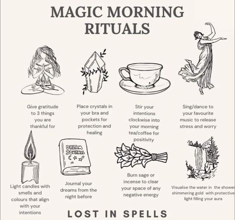 Witchy Ritual Ideas, Spiritual Herbs Witches, Witch Mornings, Witchcraft Morning Ritual, Witchy Morning Ritual, Morning Ritual Witch, Morning Witch Routine, Witchcraft Routine, Witch Morning Routine Ideas