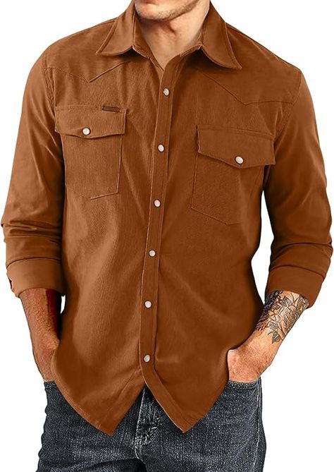 Limited time deal $30.99 (23% Off)(List Price: $39.99) JMIERR Men's Corduroy Shirts Casual Western Long Sleeve Button Down Shacket Jackets with 2 Flap Pocket Corduroy Shirts, Mens Corduroy, Lapel Design, Fall Outfits Men, Mens Flannel Shirt, Mens Fall, Corduroy Jacket, Casual Shirt, Roll Up