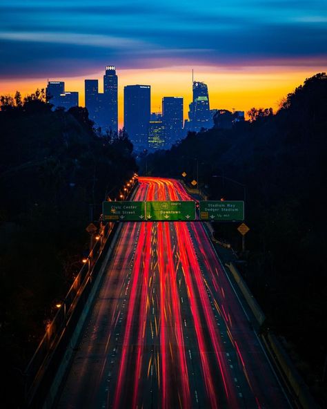 Elysian Park, Light Trails, One Light, The Park, The Row, Bridge, Angeles, Angel, Photography