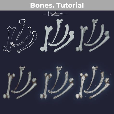 Bones. Turorial | Patreon Shading Tips, Rendering Tutorial, Magic Tutorial, Coloring Digital, Tutorial Drawing, Paint Brush Art, How To Shade, Coloring Tips, Object Drawing