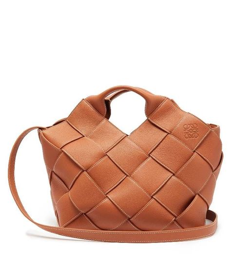 Loewe Anagram Small Woven-Leather Tote Bag Loewe Hammock Bag, Classic Leather Tote, Woven Leather Tote, Woven Leather Bag, Small Leather Bag, Loewe Bag, Brown Leather Totes, Leather Weaving, Basket Bag