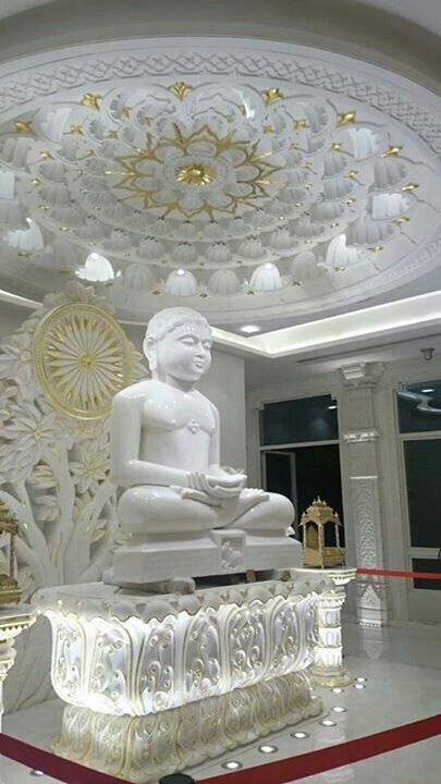 Jain Marble Temple Design For Home, Jain Mandir Design, Jain Mandir Design Puja Room, Jainism Wallpaper, Jain Mandir, Temple Room, Temple India, Krishna Temple, Mandir Design