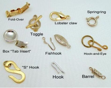 Necklace Clasp Types | Rose Diamonds Custom Jewelry Design & Repair-Springfield, MO 4406 S ... Types Of Jewelry, Bijoux Fil Aluminium, Diy Collier, Jewerly Making, Jewelry Clasps, Necklace Craft, Jewelry Techniques, Jewelry Making Tutorials, How To Make Necklaces