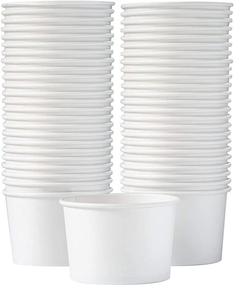 Amazon.com: Paper Ice Cream Cups - 50-Count 16-Oz Disposable Dessert Bowls for Hot or Cold Food, 16-Ounce Party Supplies Treat Cups for Sundae, Frozen Yogurt, Soup, White: Kitchen & Dining Ice Cream Cups Packaging, Ice Cream Cups Design, Smoothies In Plastic Cup, Ice Coffee Plastic Cup, White Plastic Cup, Yogurt Soup, Paper Ice Cream, Sundae Cup, Disposable Bowls