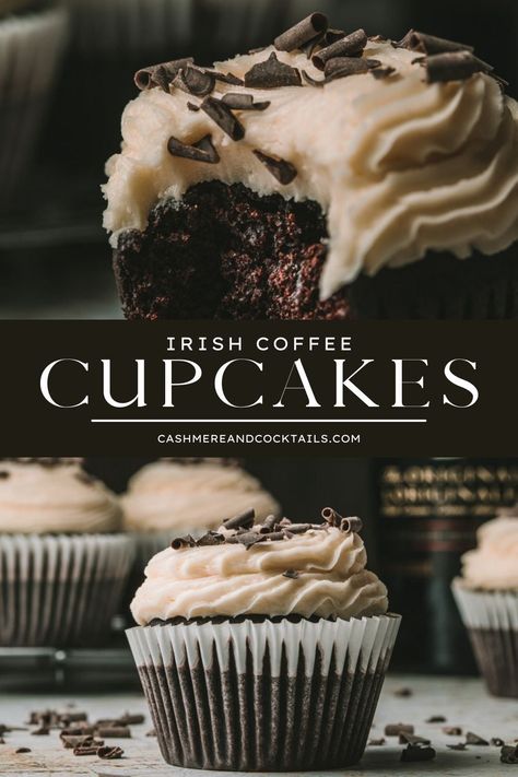 Irish Coffee Desserts, Irish Coffee Cupcakes, Baileys Chocolate Cupcakes, Baileys Cupcakes With Cake Mix Recipe, Irish Carbomb Cupcakes, Baileys Cupcakes Recipe, Baileys Frosting Recipe, Irish Cupcakes, Boozy Cupcakes Recipes