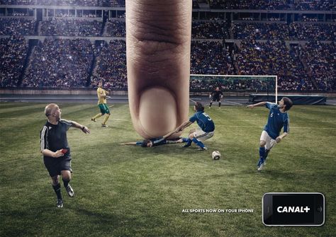 Canal+ Print Advert By Euro RSCG: iPhone, Football | Ads of the World™ Football Ads, Inter Sport, Ad Of The World, Internet Marketing Strategy, Creative Advertising Campaign, Publicidad Creativa, Advertising Company, Now And Then Movie, Best Ads