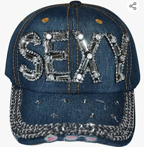 Rhinestone Hat Y2k, Rhinestone Trucker Hat, Bedazzled Trucker Hat, Rhinestone Hats, 2000s Baddie, Trashy 2000s, Caps And Hats, Halloween Costume Outfits, Digital Closet