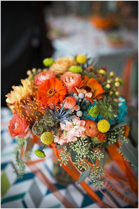 teal and orange wedding flowers Wedding Teal And Orange, Wedding Flowers October, Fall Wedding Ideas October, Teal And Orange Wedding, Fall Color Wedding, Fall Wedding Colors October, Turquoise Wedding Flowers, October Wedding Colors, September Wedding Colors