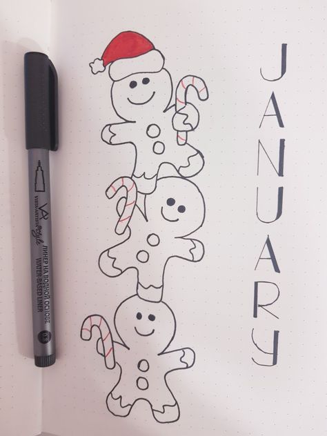 January Drawings Ideas, Winter Bucket List Bullet Journal, Christmas Bullet Journal Pages, Christmas Letter Ideas Creative, Planer January, Bullet Journal December Calendar, Bullet Journal Decembre, January Journal Cover, Christmas Mood Tracker