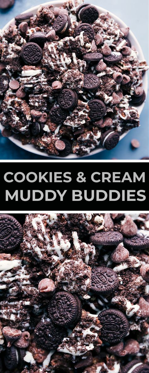 Nut Free Muddy Buddies, Oreo Muddy Buddies, Cookie Butter Muddy Buddies, Cookies And Cream Muddy Buddies, Smores Snack Mix Recipe, Quick Treats Easy, Quick Easy Desert, No Bake Snack Recipes, Muddy Buddies Christmas