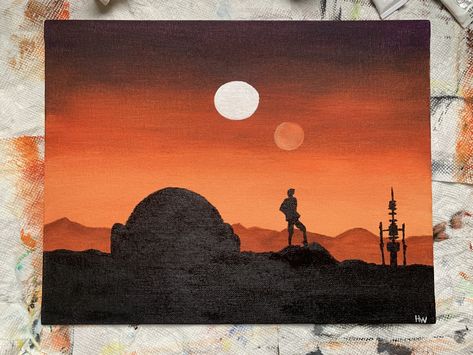 Star Wars Painting Acrylic, Star Wars Painting Ideas On Canvas, Painting Ideas Star Wars, Simple Star Wars Painting, Star Wars Painting Easy, Star Wars Painting Ideas, Star Wars Canvas Painting, Star Wars Art Painting, Star Wars Mural