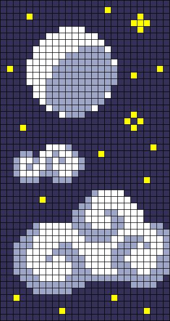 Alpha pattern #107246 | BraceletBook Cross Stitch Sky, Cloud Grid Pattern, Cloud Cross Stitch Pattern, Night Sky Crochet, Celestial Alpha Pattern, Celestial Pixel Art, Alpha Pattern 2 Color, Blue Alpha Pattern, Sun And Moon Pixel Art