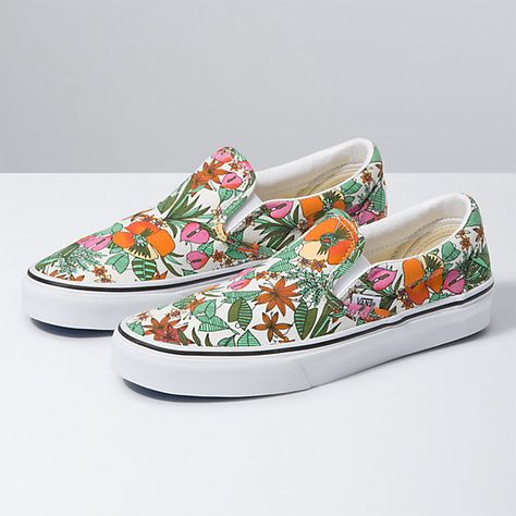 Multi Tropic Slip-On | Vans CA Store Vans Slip On Women, Floral Vans, Vans Outfit, Vans Store, Shoe Image, Vans Slip On, Painted Shoes, Classic Shoes, Vans Authentic Sneaker