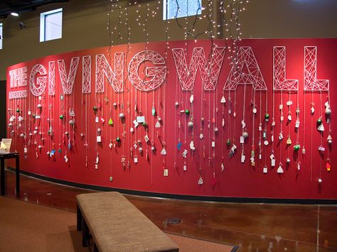 VisualSpicer.com | The Giving Wall - 3D Wall Art | Personal Work Community Christmas Decorations, Christmas Stage Design, Installation Interactive, Church Lobby, Photowall Ideas, Church Christmas Decorations, Christmas Stage, Corporate Events Decoration, Corporate Event Design