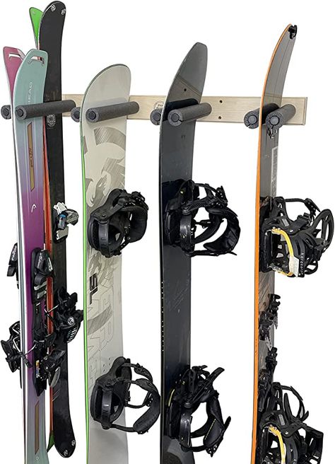 Amazon.com : Pro Board Racks Vertical Ski and Snowboard Storage Rack (Holds Up to 12 Pairs of Skis) : Sports & Outdoors Ski And Snowboard Rack, Snowboard Holder Diy, Vertical Ski Rack, Ski Snowboard Storage, Snowboard Storage Ideas, Ski Mudroom Ideas, Snowboard Rack Diy, Ski And Snowboard Storage, Ski Equipment Storage