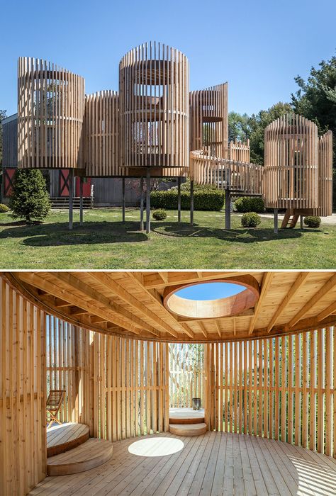 Outside-In Pavilion (Best In Installations & Structures, Landscape Design) Cozy Landscape, Playgrounds Architecture, Temporary Architecture, Pavilion Architecture, Shelter Design, Pavilion Design, Playground Design, Landscape Designs, Green Architecture