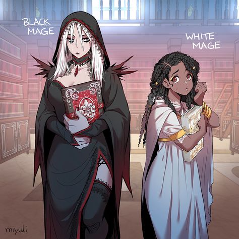 Morgana And Oz, White Mage, Black Mage, Comics Anime, Female Character Design, Dnd Characters, Fantasy Artwork, Character Portraits, Fantasy Character Design