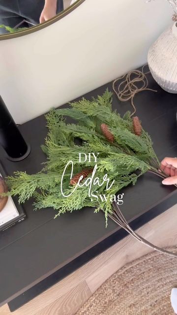 Diana ✨ Home Style & Design on Instagram: "Easy DIY cedar swag for the Holidays! Buying so many wreaths and swags can be pricy decorating for the Holidays. So here is an easy way to create a swag for anywhere in your home. 🌲Click on link in Bio to Shop & Create! Follow me @Whitcomb_home on LTK app #christmasdecor #diyhomedecor #diychristmasdecor #diyhomeprojects #diychristmas #diyholiday #diyholidaydecor #bathroomselfie #holidaydecorating #neutralhomedecor #marblebathroom #holidayhacks #chri Cedar Swag Diy, Cedar Swag, Christmas Hacks, Diy Holiday Decor, Home Style, Diy Holiday, Style Design, Christmas Decor Diy, Christmas Fun