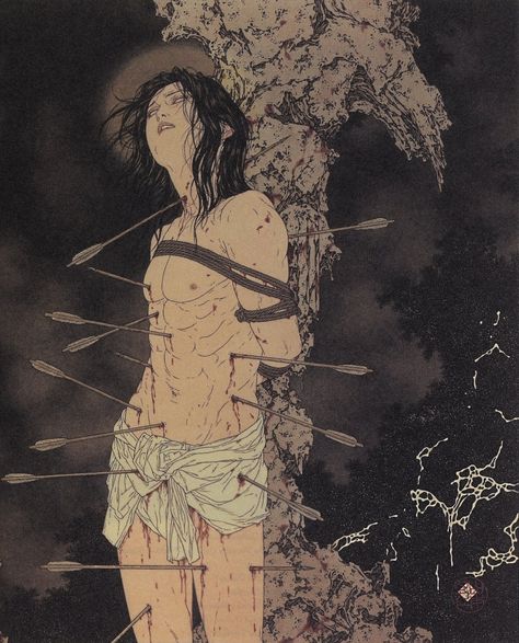 Takato Yamamoto – missi Takato Yamamoto, St Sebastian, Art Noir, Bel Art, Traditional Japanese Art, Art Japonais, Wow Art, Arte Fantasy, Japanese Artists