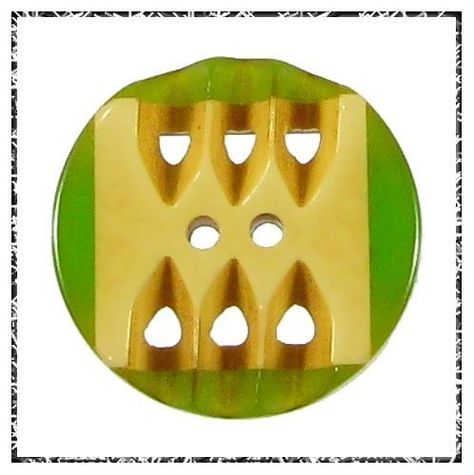 Vintage Bakelite Cookie Button Pierced Double Cut Design Green Cream Corn Bakelite Buttons, Cream Corn, Vintage Sewing Notions, Creamed Corn, Vintage Bakelite, Antique Buttons, Button Jewelry, Green Cream, Vintage Button