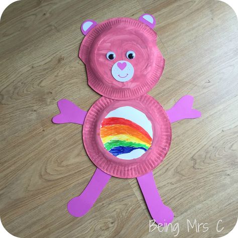 Infant Projects, Cartoon Crafts, Letter C Crafts, Care Bear Party, Girls Crafts, Paper Plate Crafts For Kids, Cheer Bear, Halloween Crafts For Toddlers, Bible Activities For Kids